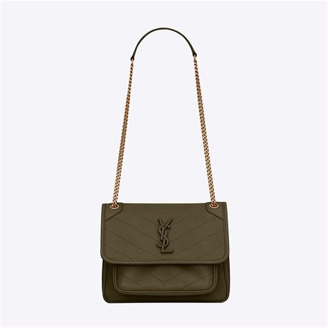 ysl niki medium dark green|YSL niki large.